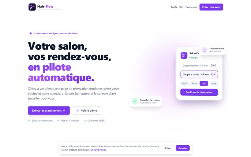 Hair-Flow — SaaS de réservation pour salons